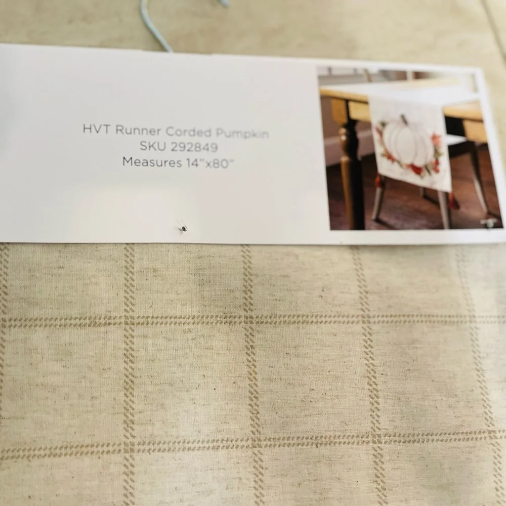 Kirkland Home Windowpane Plaid Pumpkin Table Runner